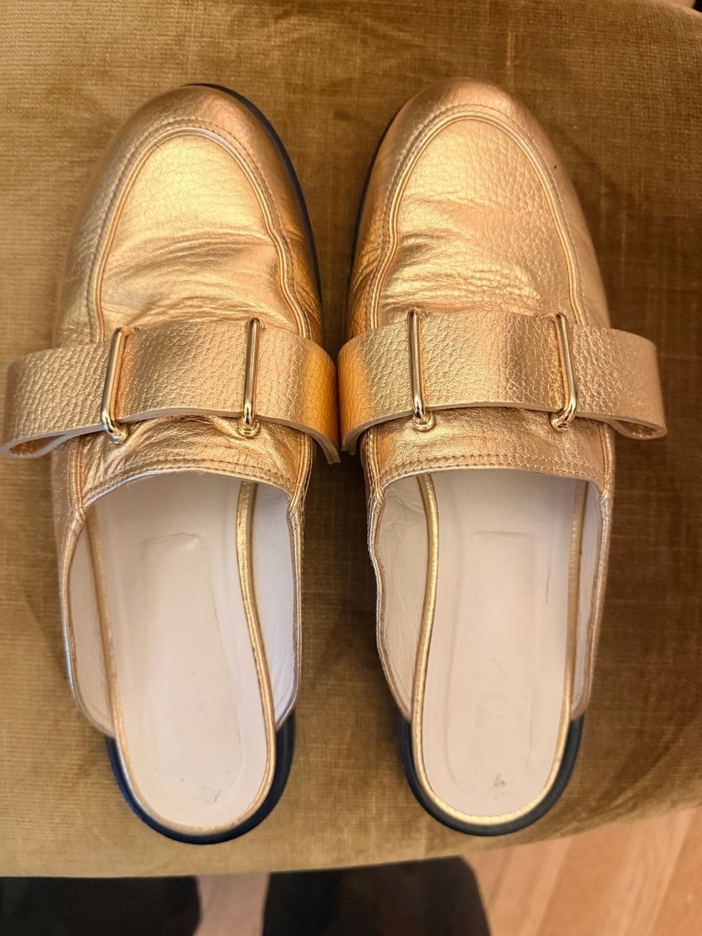 TIBI Gold Metallic Morris Slipper / Loafer Mules 38.5 / 39 EU - Picture 3 of 6